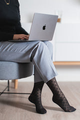 Nylon Compression Stockings, Black with Circles