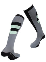 Compression stockings for sports, Class 2, grey and pastel green