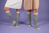 Compression stockings bamboo, cream, pinstriped