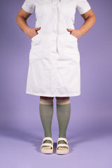 Compression stockings bamboo, cream, pinstriped