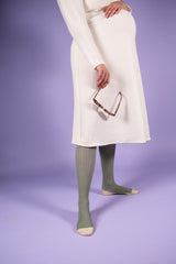 Compression stockings bamboo, cream, pinstriped