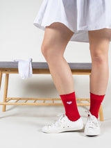 COTTON SOCKS, 2-PACK, RED/WHITE WITH HEARTS/STRIPES