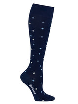 Compression Stockings Bamboo, Navy Blue with Dots
