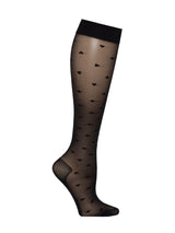 SupCare Nylon Compression Stockings, Black with Small Hearts