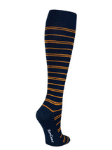 Compression Stockings Bamboo, Navy/Arancio Striped