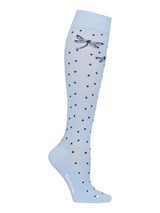 Compression Stockings Cotton, Light Blue with Dots and Dragonfly