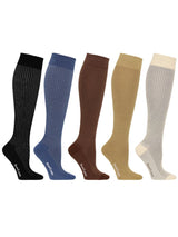Giftbox 5 Pairs Compression Stockings Bamboo, Rib Weave, EARTH