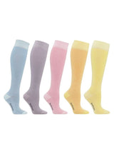 Giftbox 5 Pairs Compression Stockings Bamboo, Rib Weave, Pastel