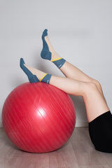 Compression Crew Socks, Beige/Blue/Mustard