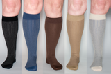 Giftbox 5 Pairs Compression Stockings Bamboo, Rib Weave, EARTH, WIDE CALF