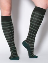 Compression Stockings Bamboo, Green Stripes
