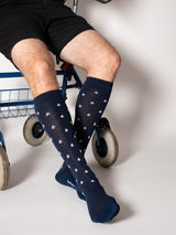 Compression Stockings ECO Cotton, Navy Blue with Raindrops
