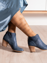 Nylon Compression Stockings, Mocca with Flowers