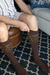 Compression Stockings Wool and Cotton, Brown with Antlers