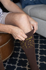 Compression Stockings Wool and Cotton, Brown with Antlers