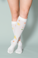 Medical Compression Stockings Class 2, Off White with Butterflies