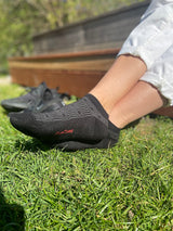 Bamboo ankle socks, 3 pairs, black Marocco pattern