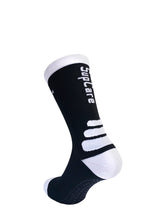 Sports compression crew socks with SoftAir, grip sole, black