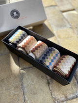 Wool compression stockings, gift box with 5 pairs, beige and grey mix