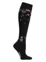 EcoCotton compression stockings, flower shower, black