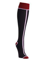EcoCotton compression stockings, Pierre stripe, black with pink stripe