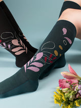 EcoCotton compression stockings, Botanic garden, emerald green