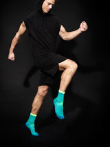 Sports compression crew socks, Cooling Knit, blue and green