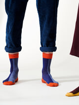 Bamboo compression crew socks, blue/red