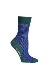 Bamboo compression crew socks, blue and green herringbone
