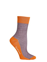 Bamboo compression crew socks, pink and orange herringbone