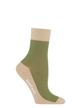 Bamboo compression crew socks, forest green and beige
