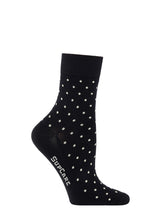 Cotton compression crew socks, black with white dots