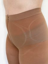Medical compression tights with open toe, 140 denier, beige