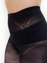 Medical compression tights with open toe, 140 denier, black