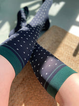 Meryl Skinlife compression stockings, black with white dots