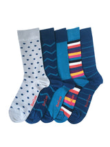 Bamboo socks, 5 pack, blue mix