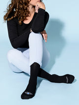 Cotton compression stockings, black with winky eyes