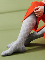 Bamboo compression stockings, light grey leaves