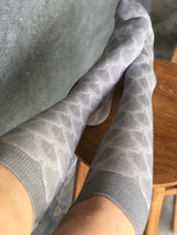 Bamboo compression stockings, light grey leaves