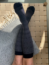 Bamboo compression stockings, black Marocco pattern