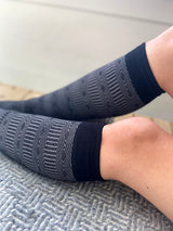 Bamboo compression stockings, black Marocco pattern