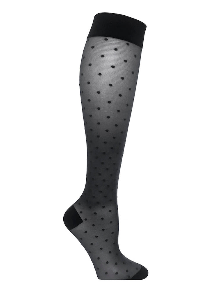 Nylon compression stockings, 70 denier, black with dots – SupCare