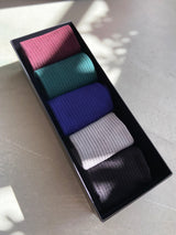 Bamboo compression stockings, gift box with 5 pairs, rib weave business colours
