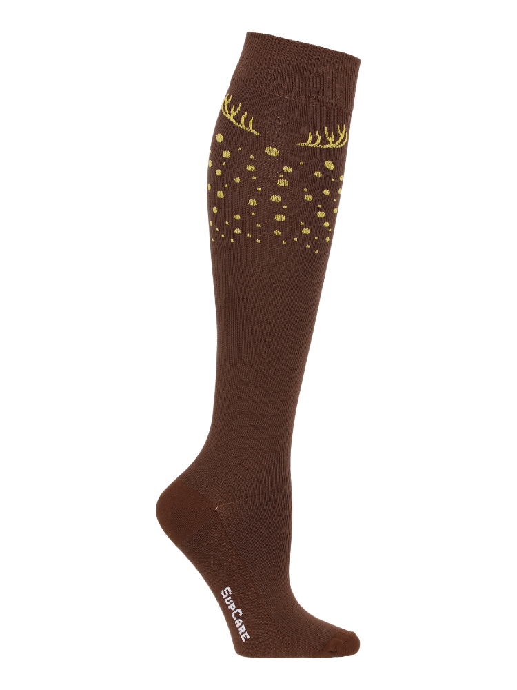 Compression Stockings Wool and Cotton, Brown with Antlers – SupCare