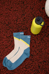 Compression Crew Socks, Beige/Blue/Mustard