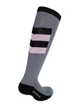 Compression stockings for sports, Class 2, grey and pastel pink