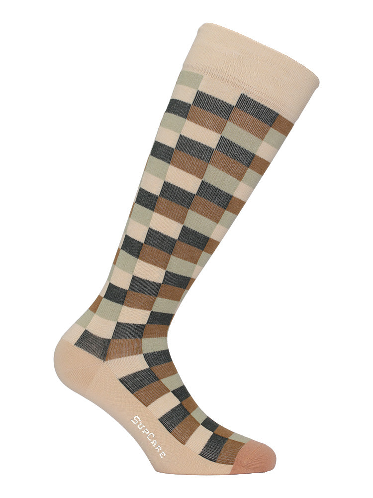 Compression stockings wool and cotton, Checkered