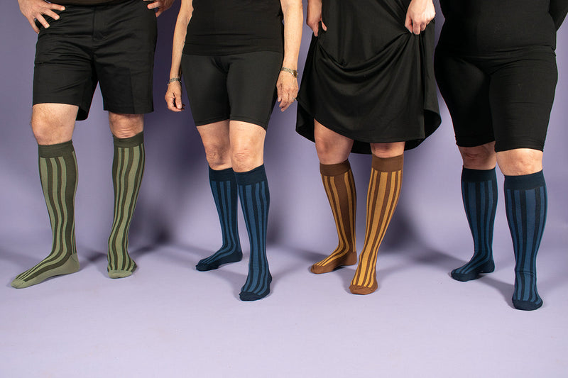 Compression stockings cotton, Mustard stripes