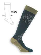 Compression stockings in organic cotton, Conifer, dark green - WIDE CALF