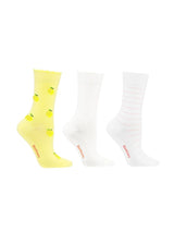 COTTON SOCKS, 3-PACK, YELLOW/WHITE/PINK